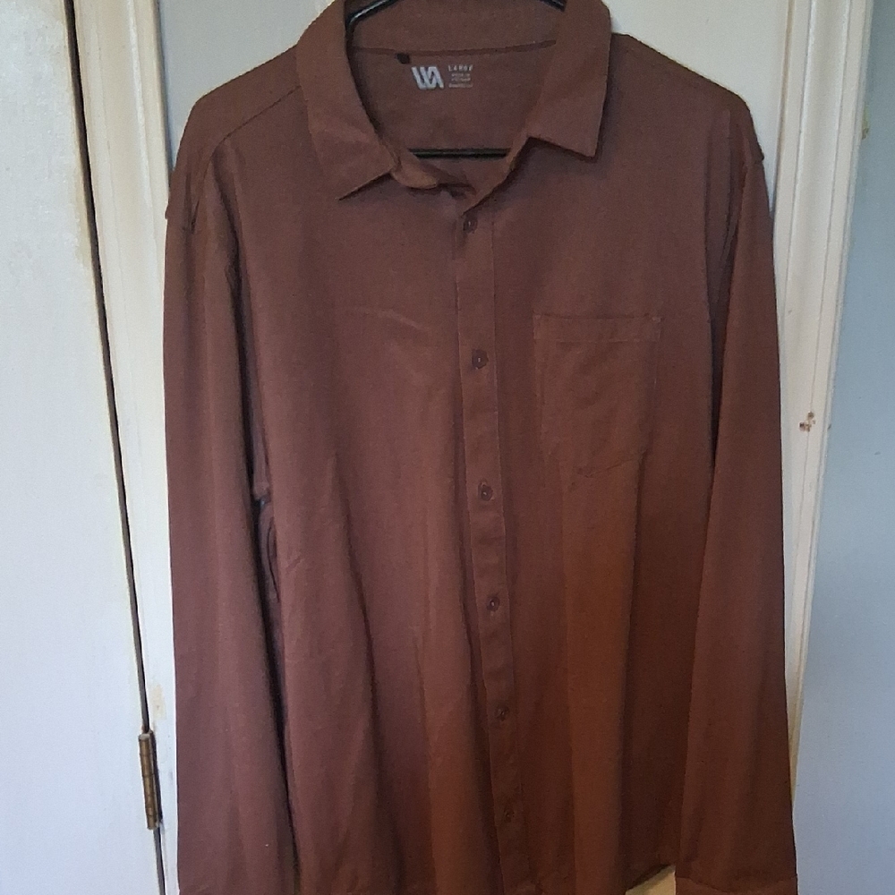 Casual Brown Button Down Shirt with Long Sleeves